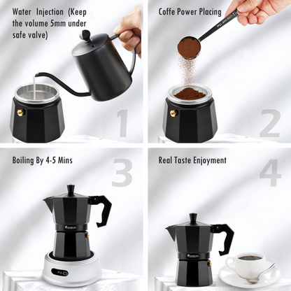 Stovetop Espresso Maker 6 Cup Coffee Espresso Moka Pot